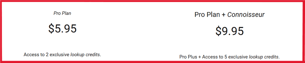 CatfishNumr Pricing table