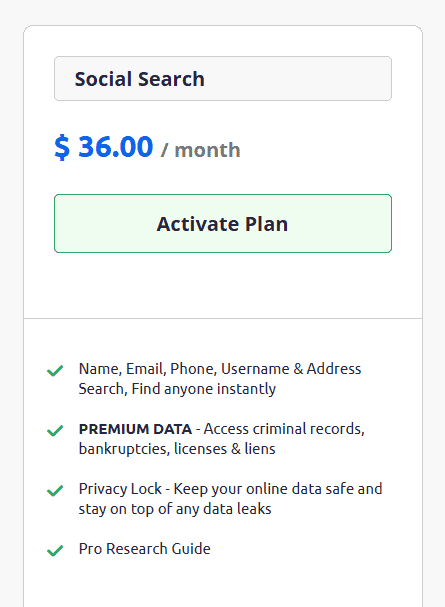 socialcatfish pricing